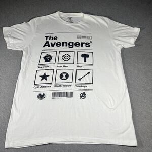 Marvel The Avengers Graphic T-Shirt Large White Cotton